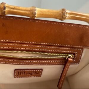 J. McLaughlin BRAND NEW chic Brown and Tote with Bamboo Handles